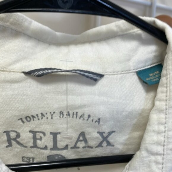 Tommy Bahama - Baggy 100% Linen Button Down Shirt - Cream Neutral - M - Picture 2 of 10